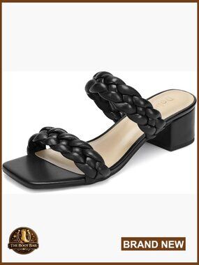 Wide Width Chunky Heels Braided Dressy Sandals Square Open Toe Summer Shoes